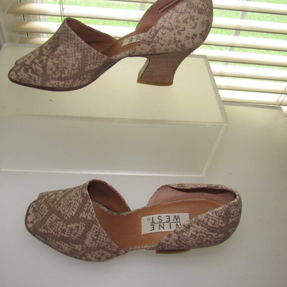Nine West Dolley Snakeskin Peep-Toe D’Orsay Pumps – Size 8.5 M, Y2K Cottagecore - Picture 4 of 10